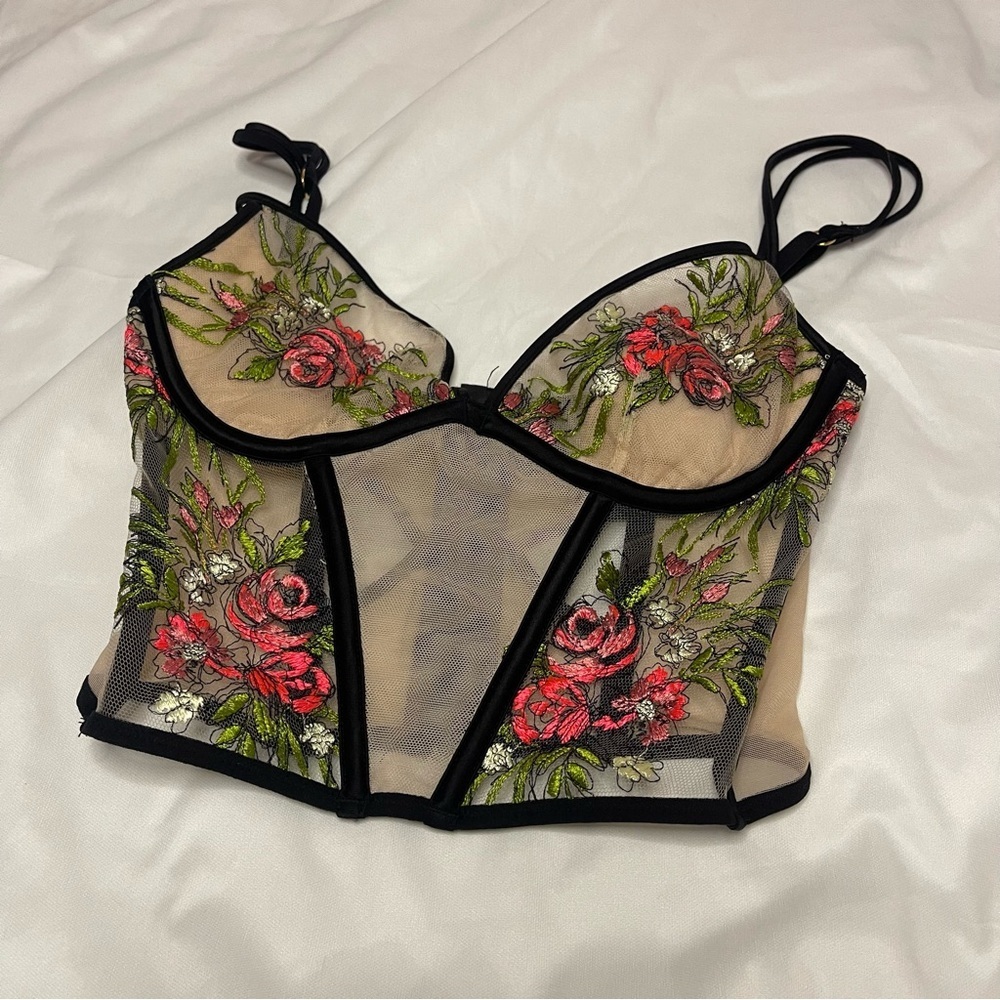 Victoria’s Secret floral embroidered corset top